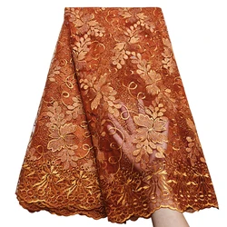 Bestway Elegant African Lace Fabric 5 Yards High Quality Rhinestone Soft French Tulle Nigerian Wedding Asoebi Women Dress Laces