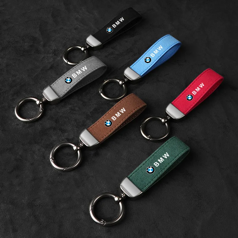 High-End Car Suede Leather Keychain Metal Key Ring For BMW X3 X5 X6 F30 F34 F10 F20 G20 G30 G01 G02 G05 F15 F16 1 3 5 7 Series