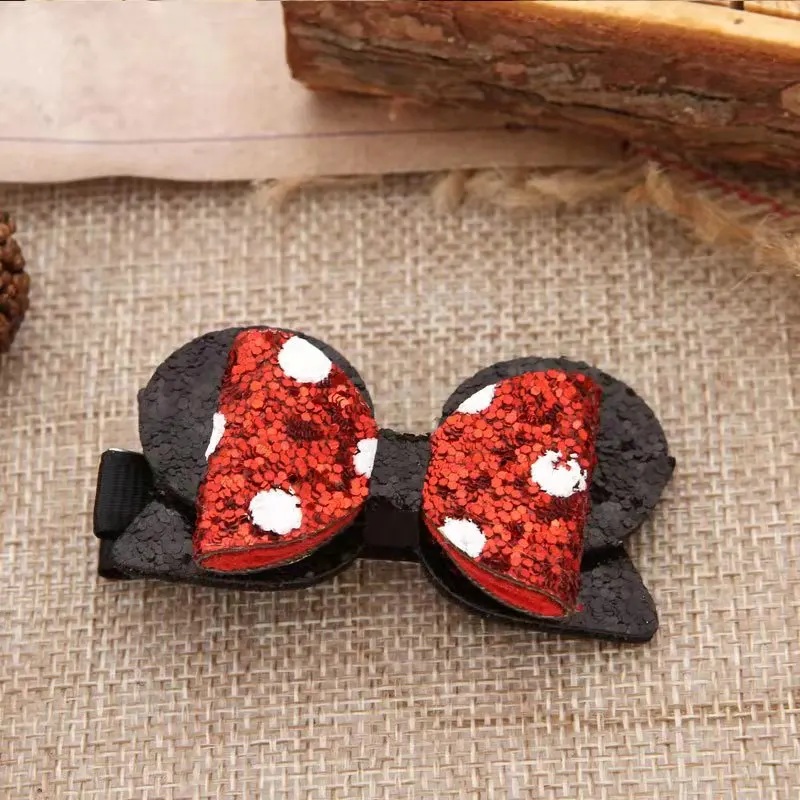 Picture: Thumblina Mini Red Cat Ears Princess Hairgrips Glitter Hair Bows with Clip Dance Party Hair Clip Girls Hairpin Hair Accessories