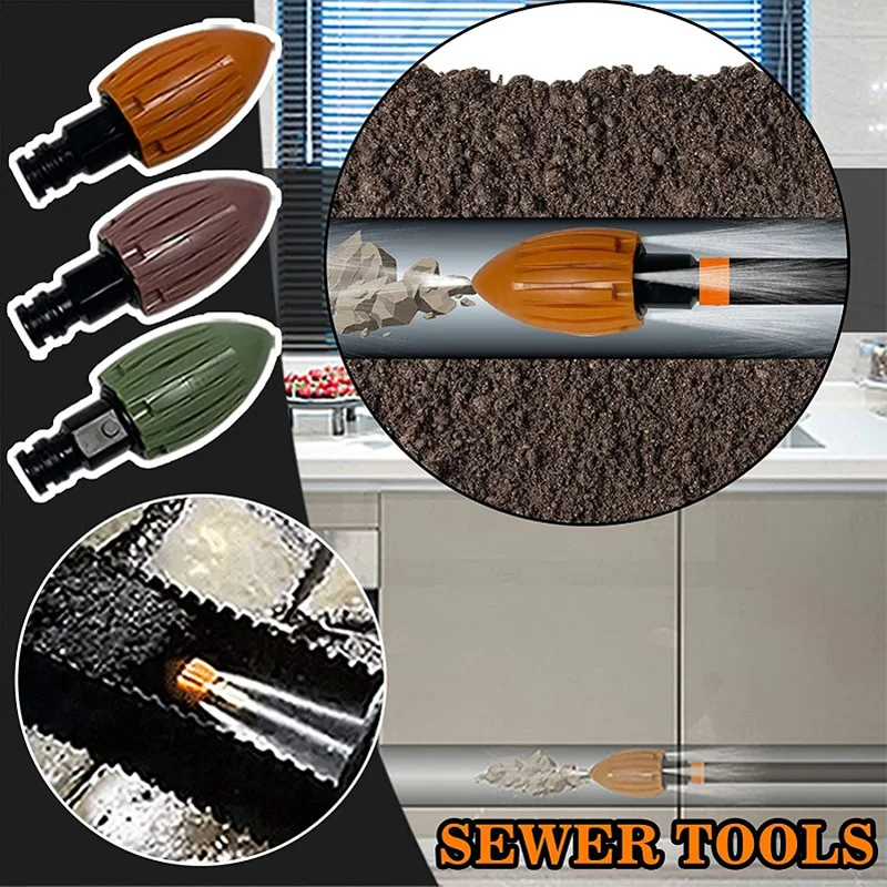 Cleaning Water Nozzle Home Sewer Pressure Washer Nozzle Flusher For Garden Hose Water Rocket Drain Pipe