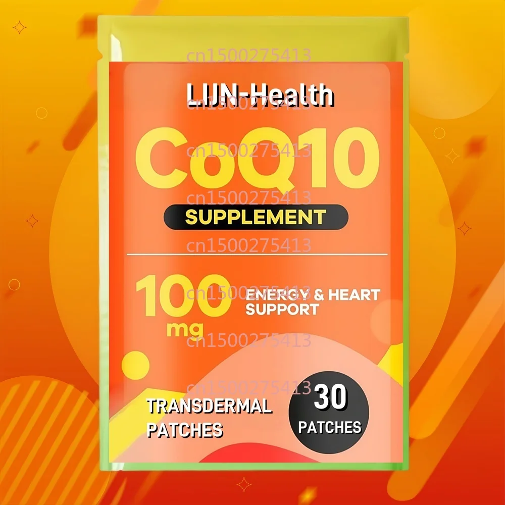 

30 трансдермальных пластырей с CoQ10 и витамином E для поддержки здоровья сердца и выработки энергии, высокая усвояемость