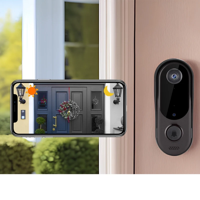 Smart Home Security Doorbell Camera Wifi Video 2Way Audio Door Bell Wireless Wifi Doorbell Black For Home/Office