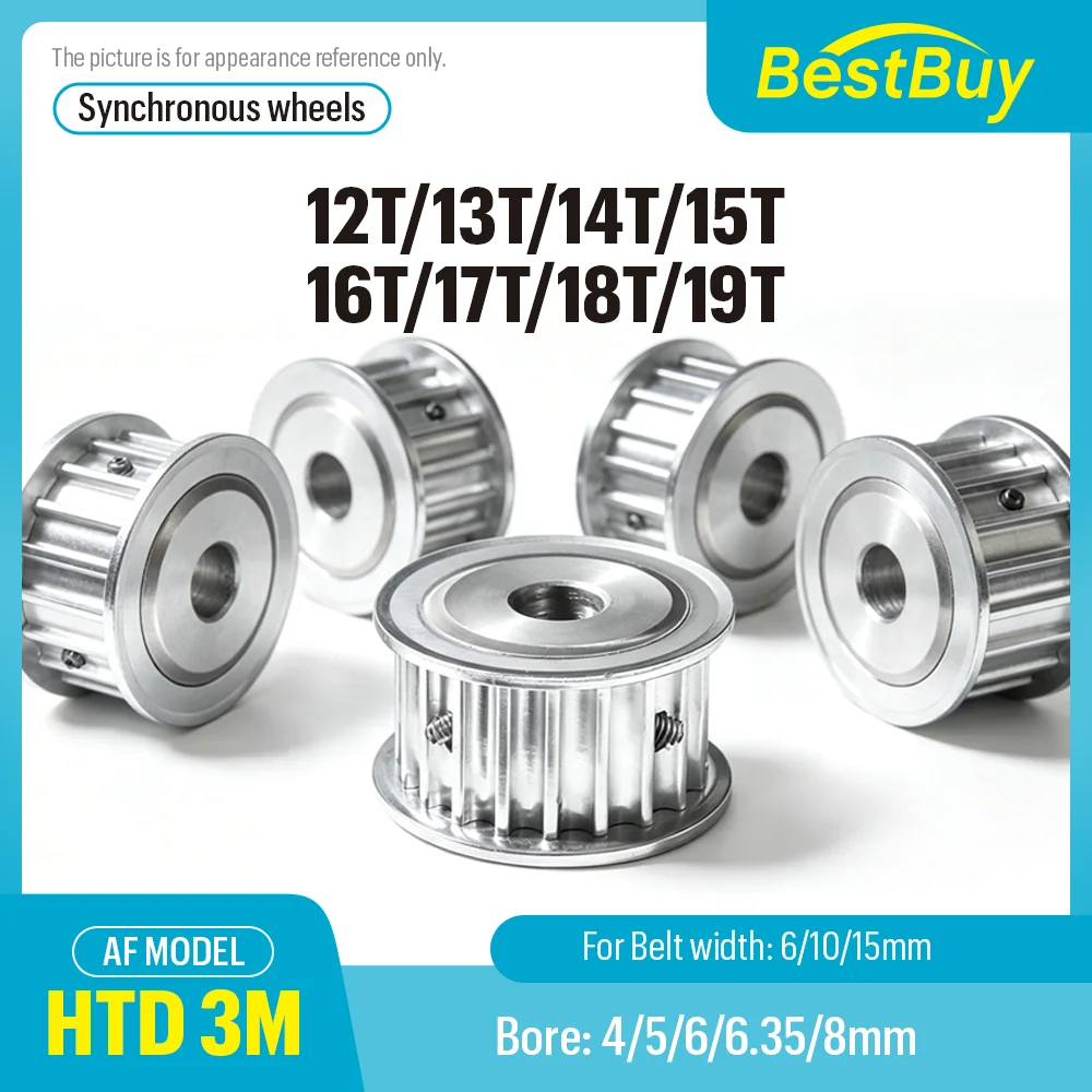 HTD 3M Synchronizing Wheel Bore 4-8mm Timing Belt Width 6/10/15mm Teeth 12T-19T for 3D Printer CNC Machine