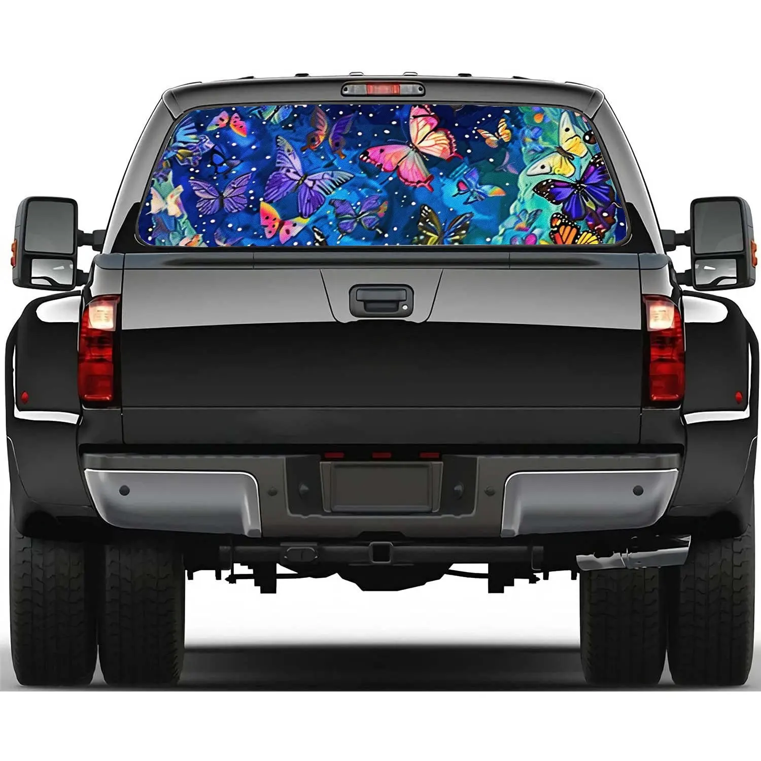 Butterfly Starry Sky Print Car Rear Windshield Sticker Truck Window See Through Perforated Back Window Vinyl Decal Decoration