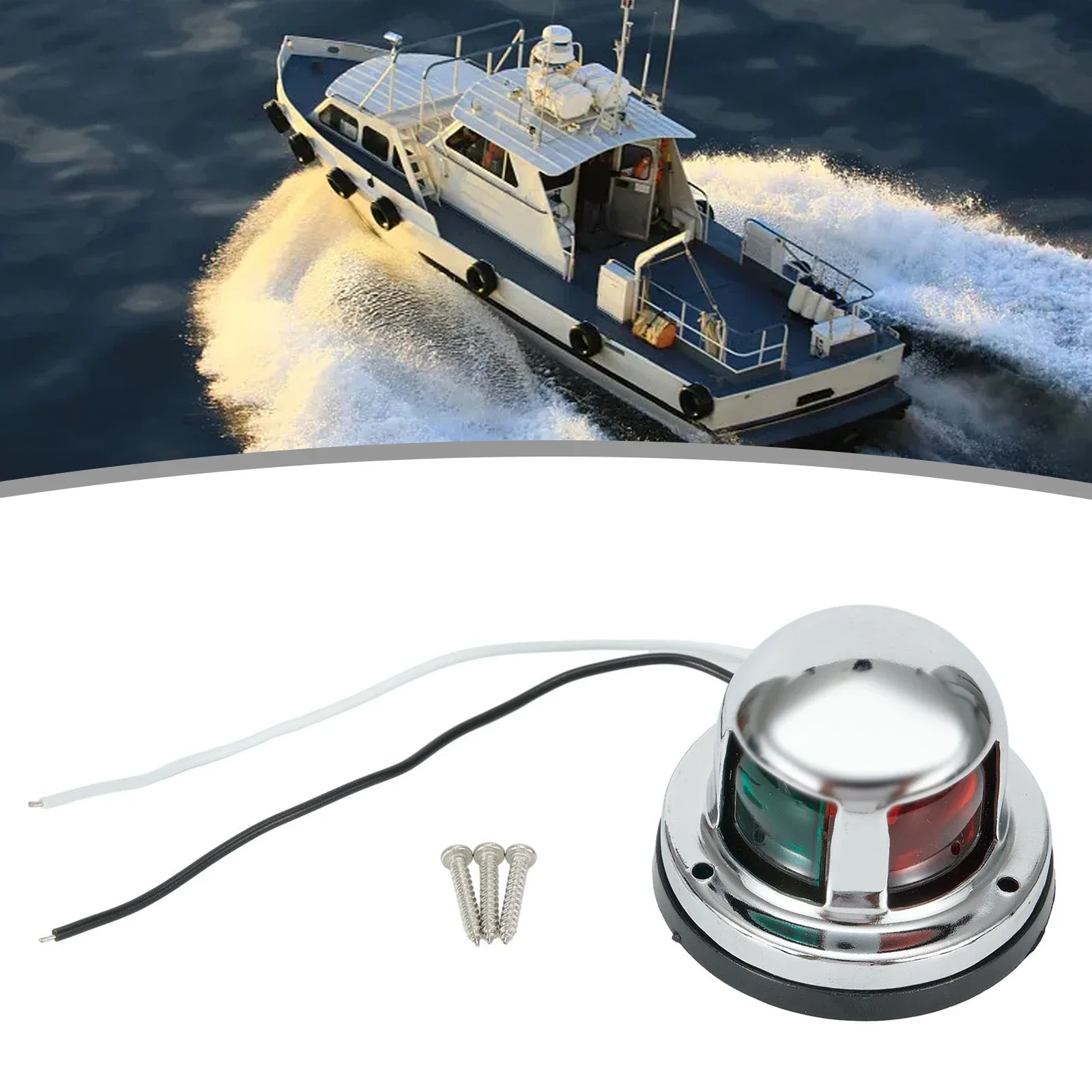 2 in 1 12V LED Bow Navigation Light Marine Boat Yacht Pontoon Stainless Steel BRIGHT NAVIGATION LIGHTS Green Red light Color