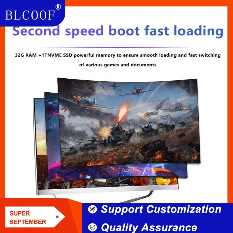 27 Inch All In One PC Desktop Computer Curved Screen Intel i5/i7 12th Gaming PC 16/32G DDR4 RAM SSD pc gamer completo Windows10