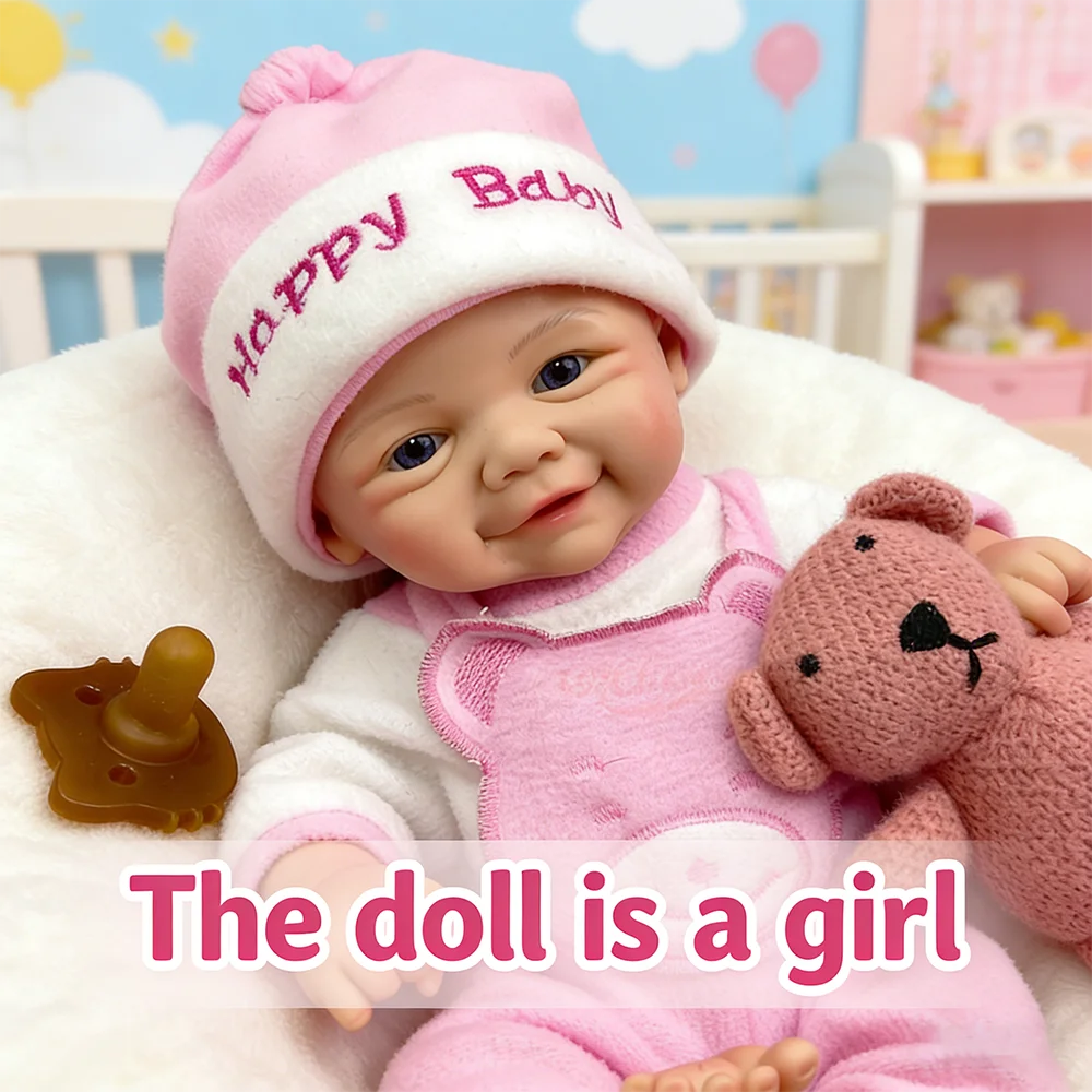 

Vivienne Lifelike Newborn 17" Silicone Reborn Baby Doll Hand-Painted Weighted Girl Doll Open Eyes Newborn For Kids Age 3+ Gift