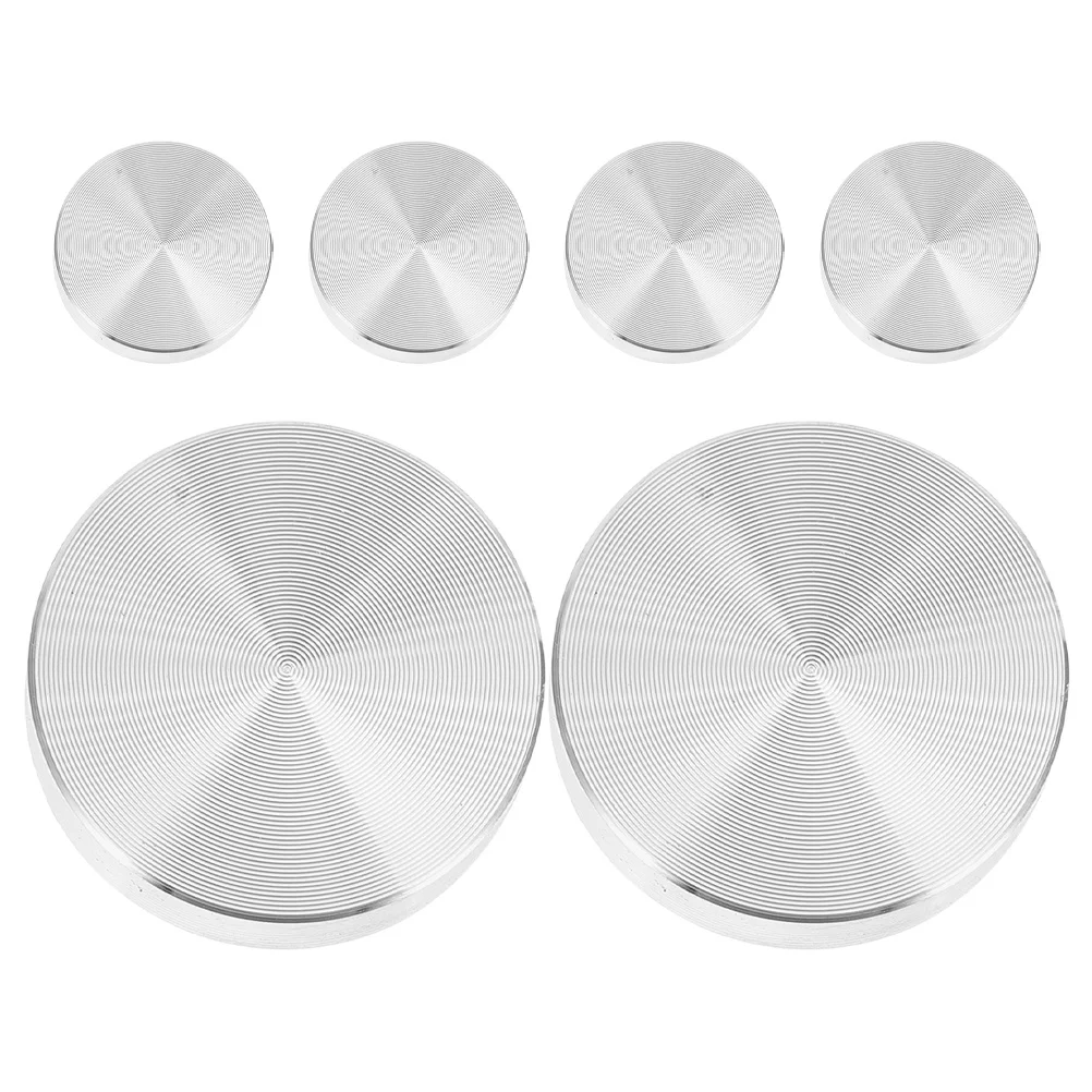 6 قطعة محول قرص سبائك الألومنيوم لأعلى الطاولة الزجاجية قرص دائرة معدنية سميكة مناسبة لطاولة عرض شاي القهوة