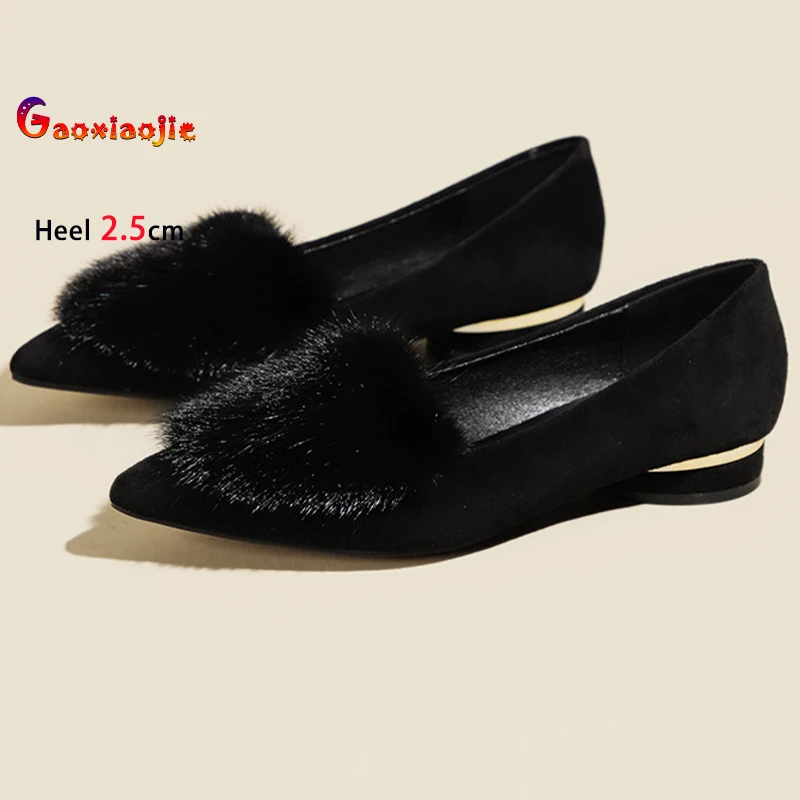 

2025: черные женские туфли на низком каблуке 2,5 см, замшевые женские туфли-лодочки с острым носком на толстом каблуке, повседневная обувь без шнуровки с неглубоким носком