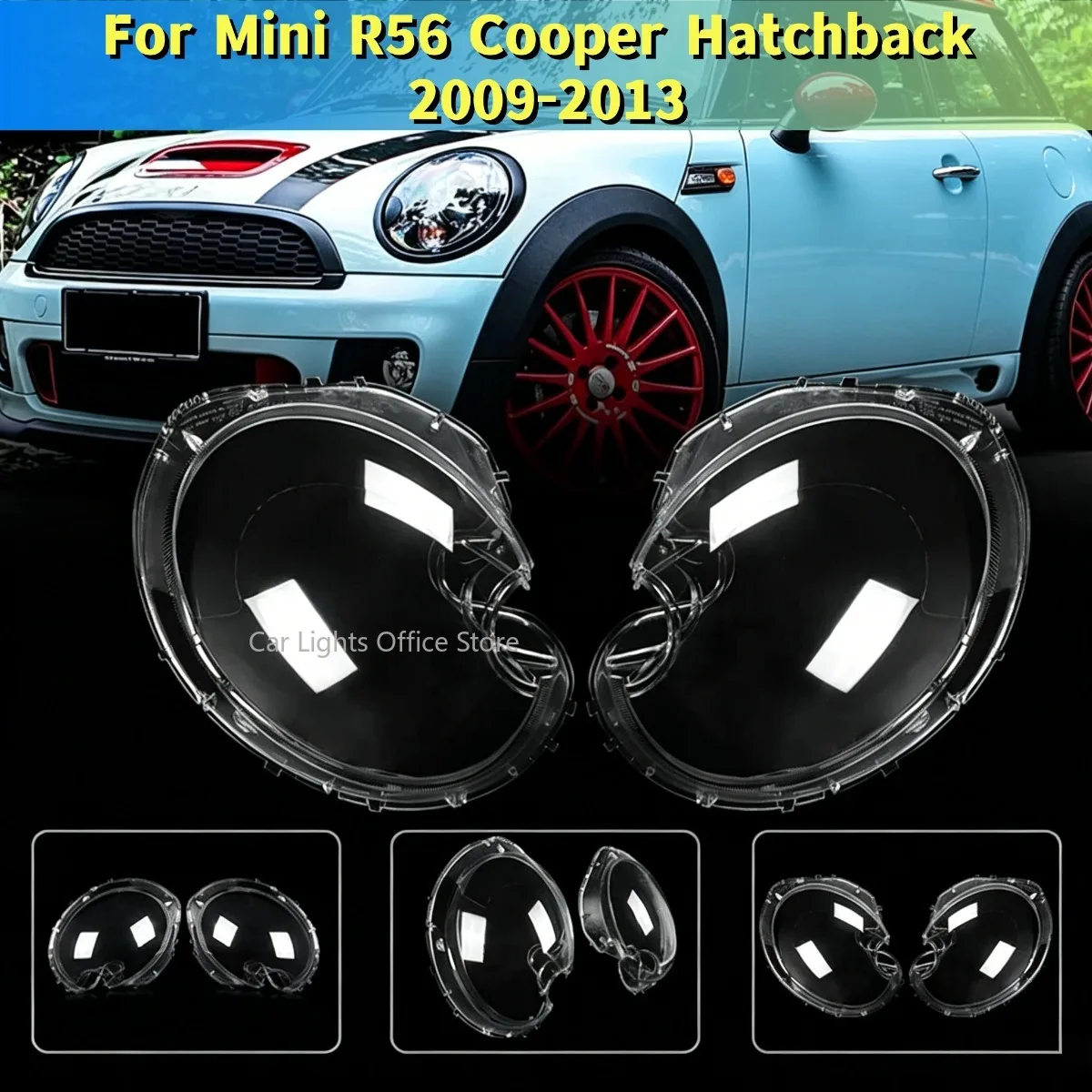 1PCS Car Headlight Lens Cover Transparent Headlight Lamp Shell Lens Light Protection For Mini R56 Cooper Hatchback 2009-2013