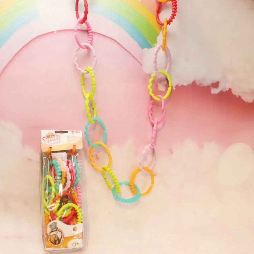 24 pçs/set carrinho de bebê anéis de conexão de plástico clipe em anéis de dentição de grau alimentício para bebês multicolorido educação precoce