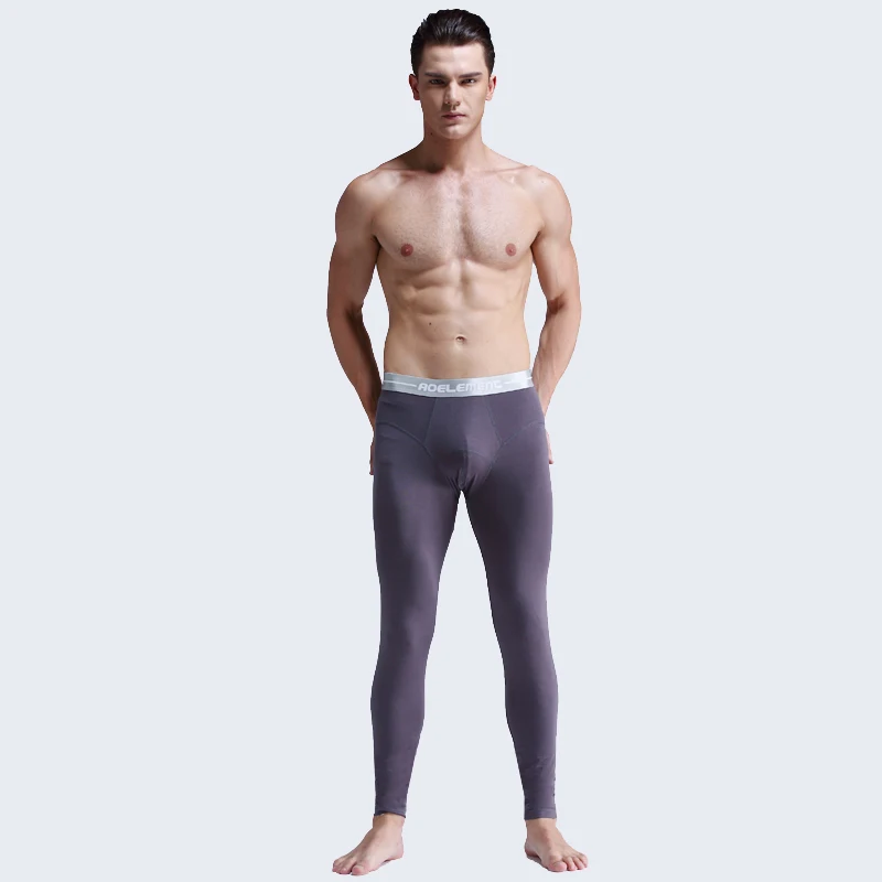 Men\'s Autumn Trousers Single Piece Thin Tight Underpants Youth Linen Trousers Warm Trousers Slim Autumn and Winter Leggings Cott