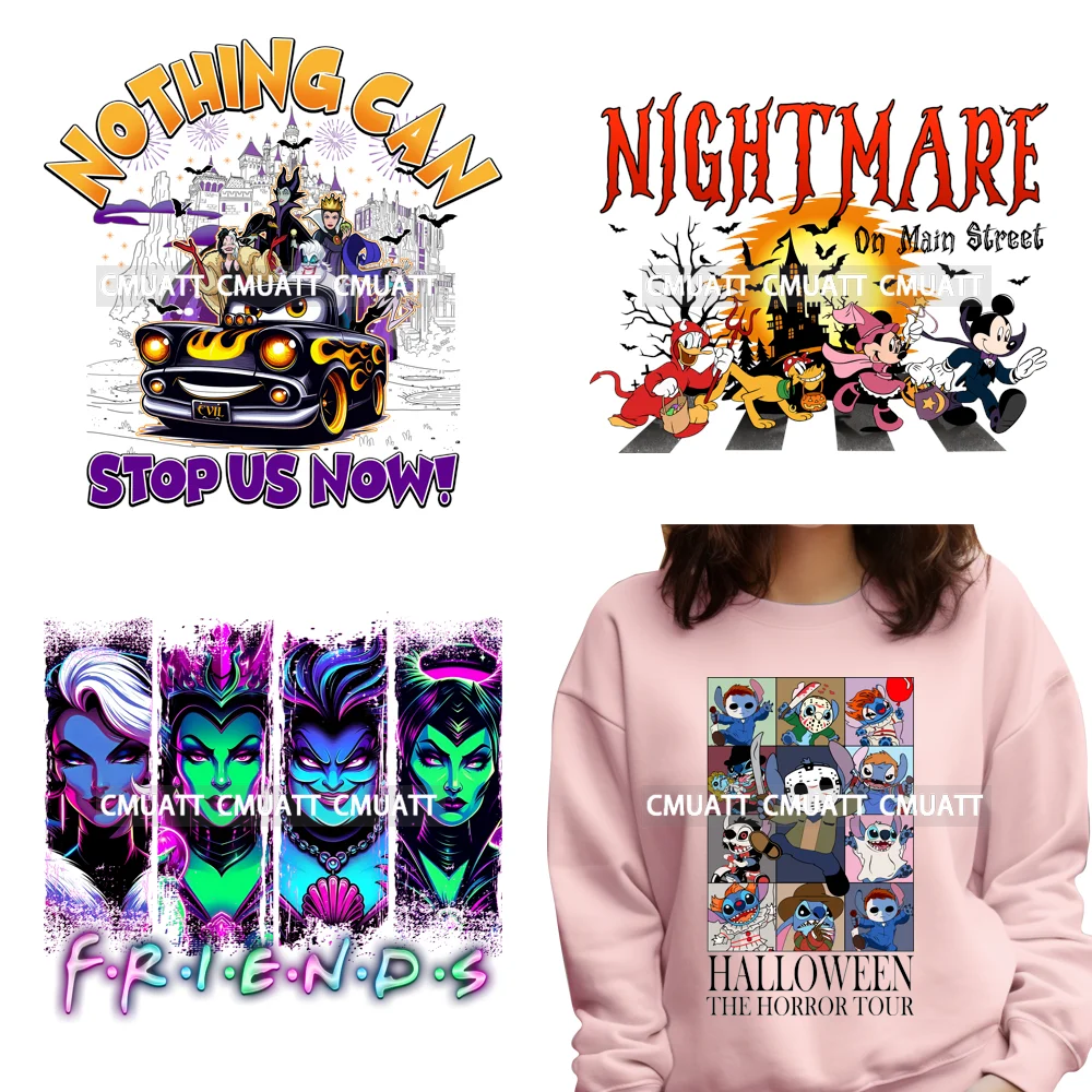 

Trick Or Treat Halloween Cartoon Skeleton Spooky Season Iron on DTF Washable Diy Transfers Stickers Ready to Press for T-shirts