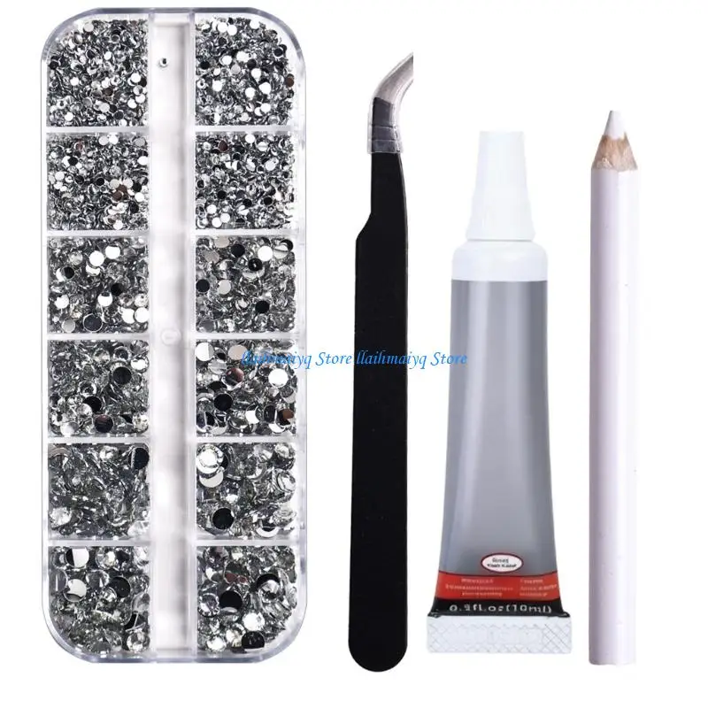 573B 3mm Glass Resin Rhinestones In 12 Compartments For DIY Crafts And Art