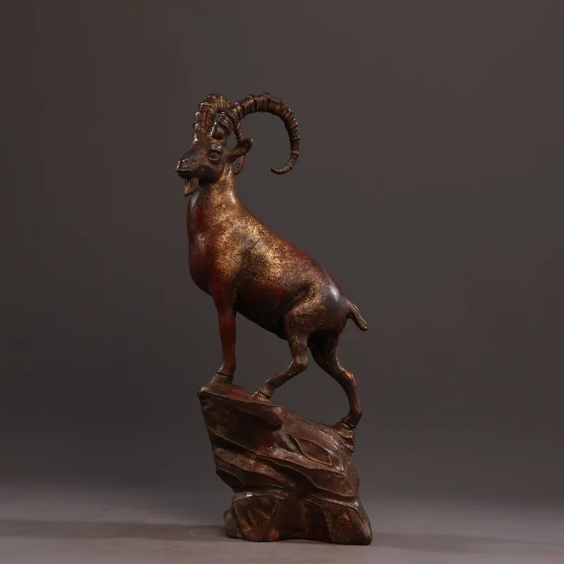 Vintage Leader Goat Statue Chinese Zodiac Antelope Figurine Feng Shui Wealth Home Office Desktop Ornament