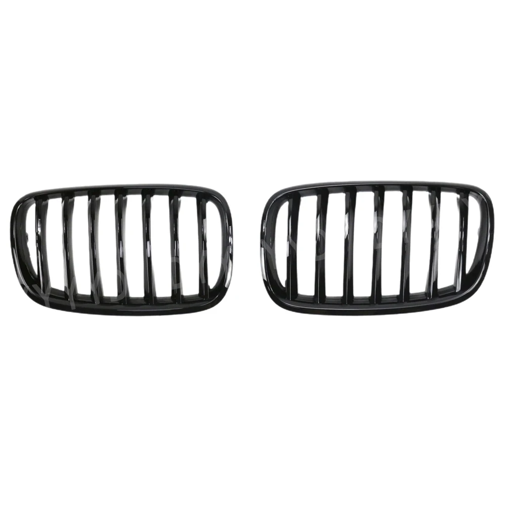 Grill samochodowy BMW X5/X6 E70/E71, sportowy grill jednoliniowy, czarny połysk, 2008-2014 E70, grill przedni jednoprzekładkowy, akcesoria samochodowe