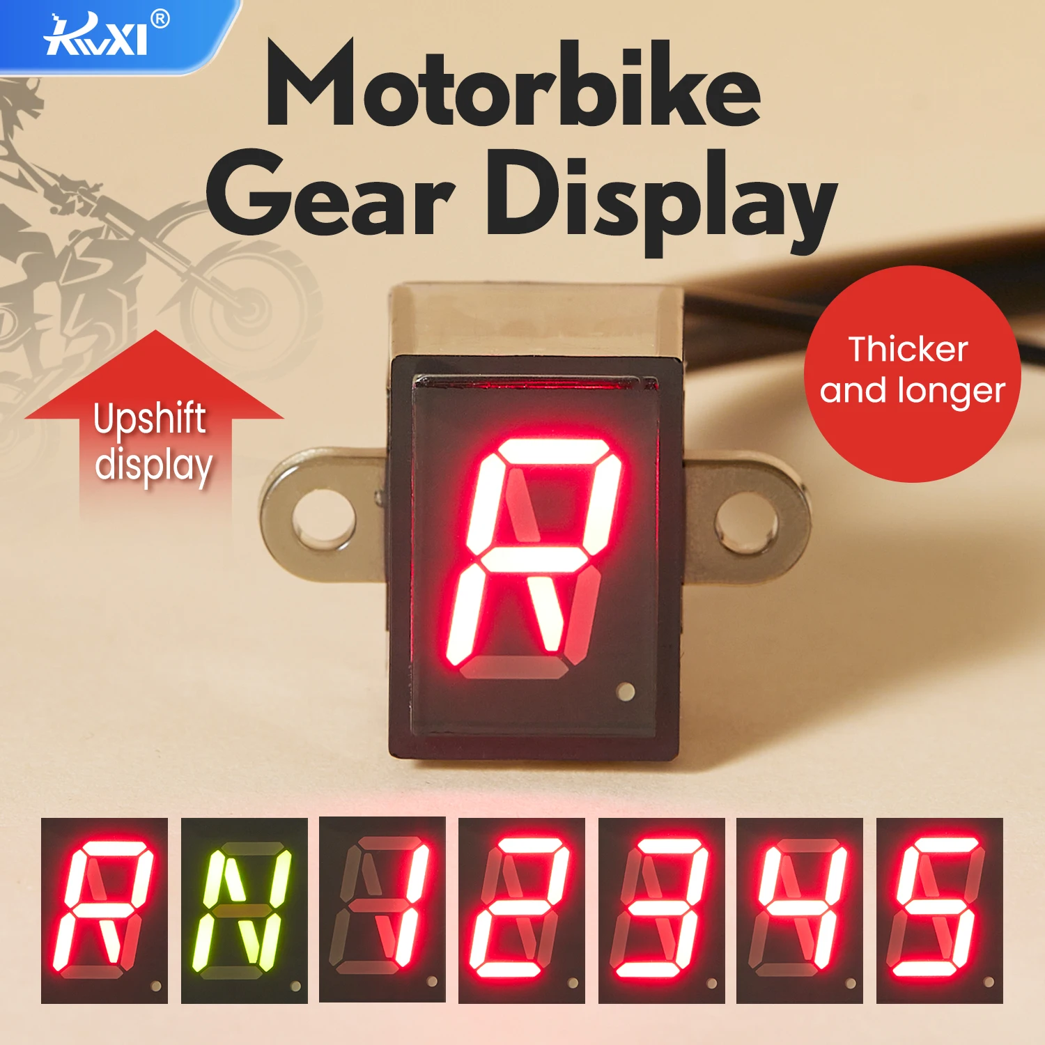 Motorcycle RN-5 Gear Indicator Digital Led Display Universal Off-road Moto Red Light Waterproof Durable Neutral Gear Monitor