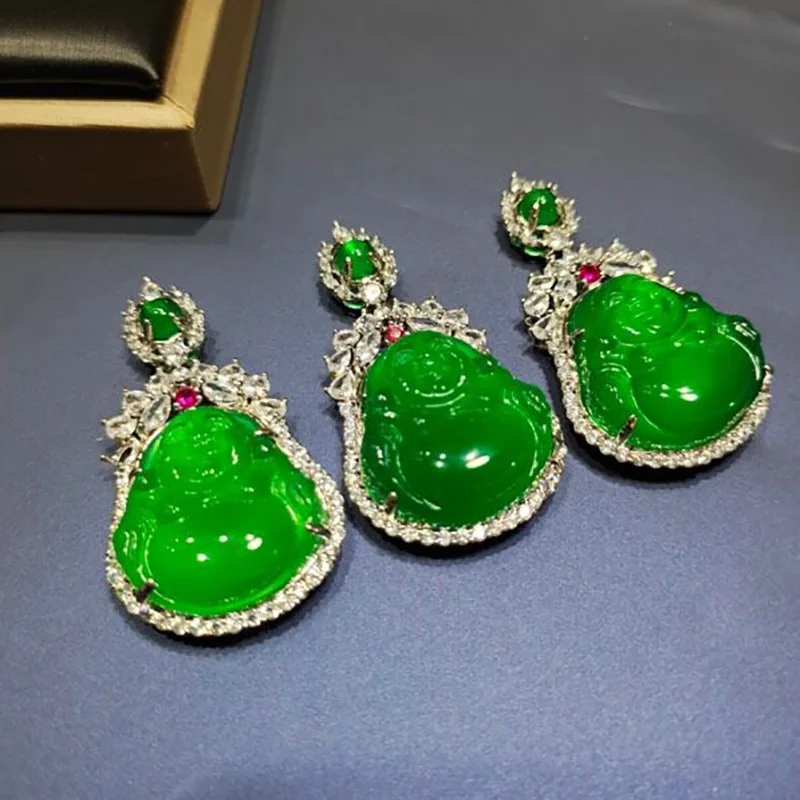 

Gao Bingyang Green Chalcedony Agate Buddha Full Green Jade Buddha Statue Emperor Green Buddha Pendant Accessories