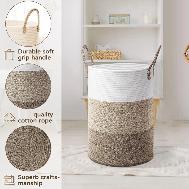 Foldable Dirty Clothes Basket Children's Toy Cotton Rope Laundry Basket, Used For Clothes, Toys, Storage.