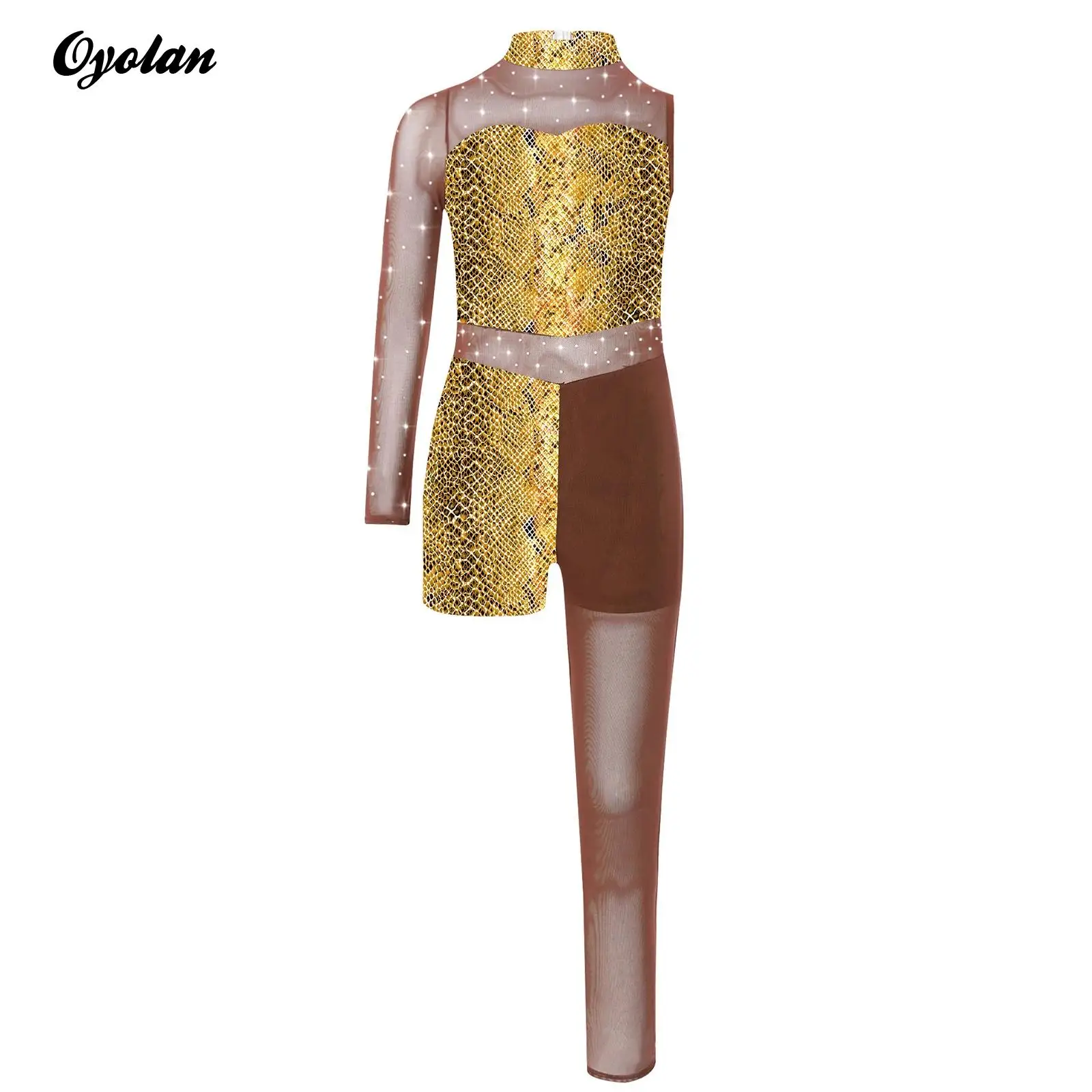 Kids Girls Gymnastics Ballet Tights Leotards Shiny Rhinestones Figure Skating Jumpsuit Printed Ballet Jersey Dance Costume