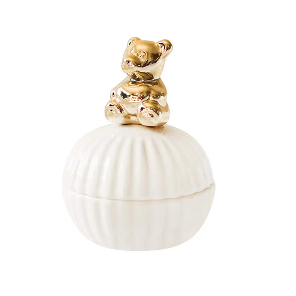 1Pcs Gold Ceramic Jewelry Box Elegant Compact Trinket Storage Case for Earrings Rings Beads Dustproof Scratch Resistant Jewelry