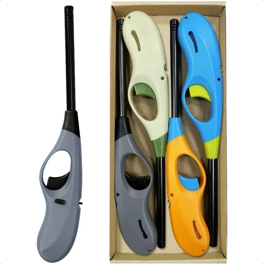 

Бутановая зажигалка, 4 шт., многоразовая зажигалка с длинным пламенем для свечи-барбекю без бутана внутри