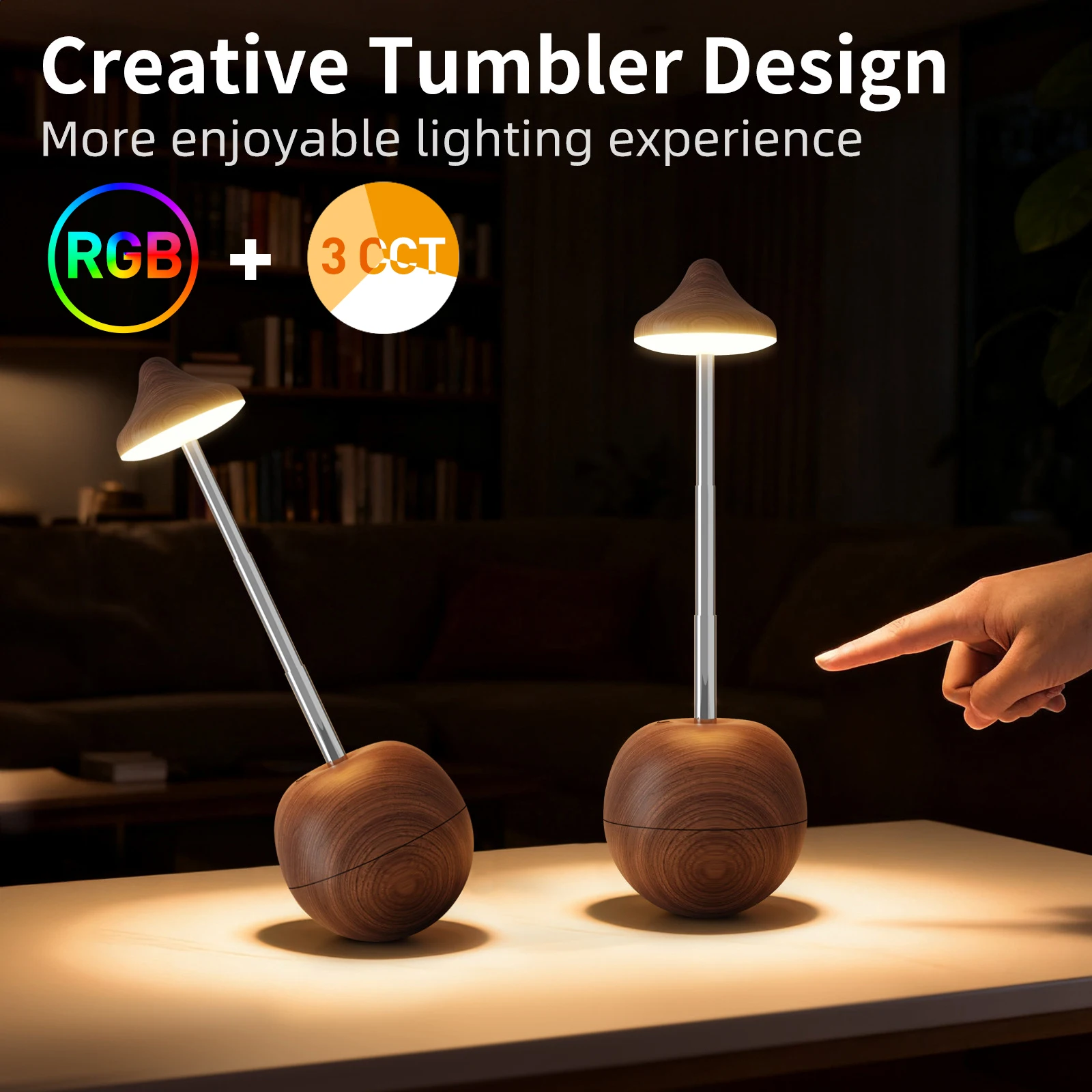 LED Charging Tumbler Desk Lamp RGB 3CCT Living Room Study Bedroom Corridor Atmosphere Light Featured Ornament