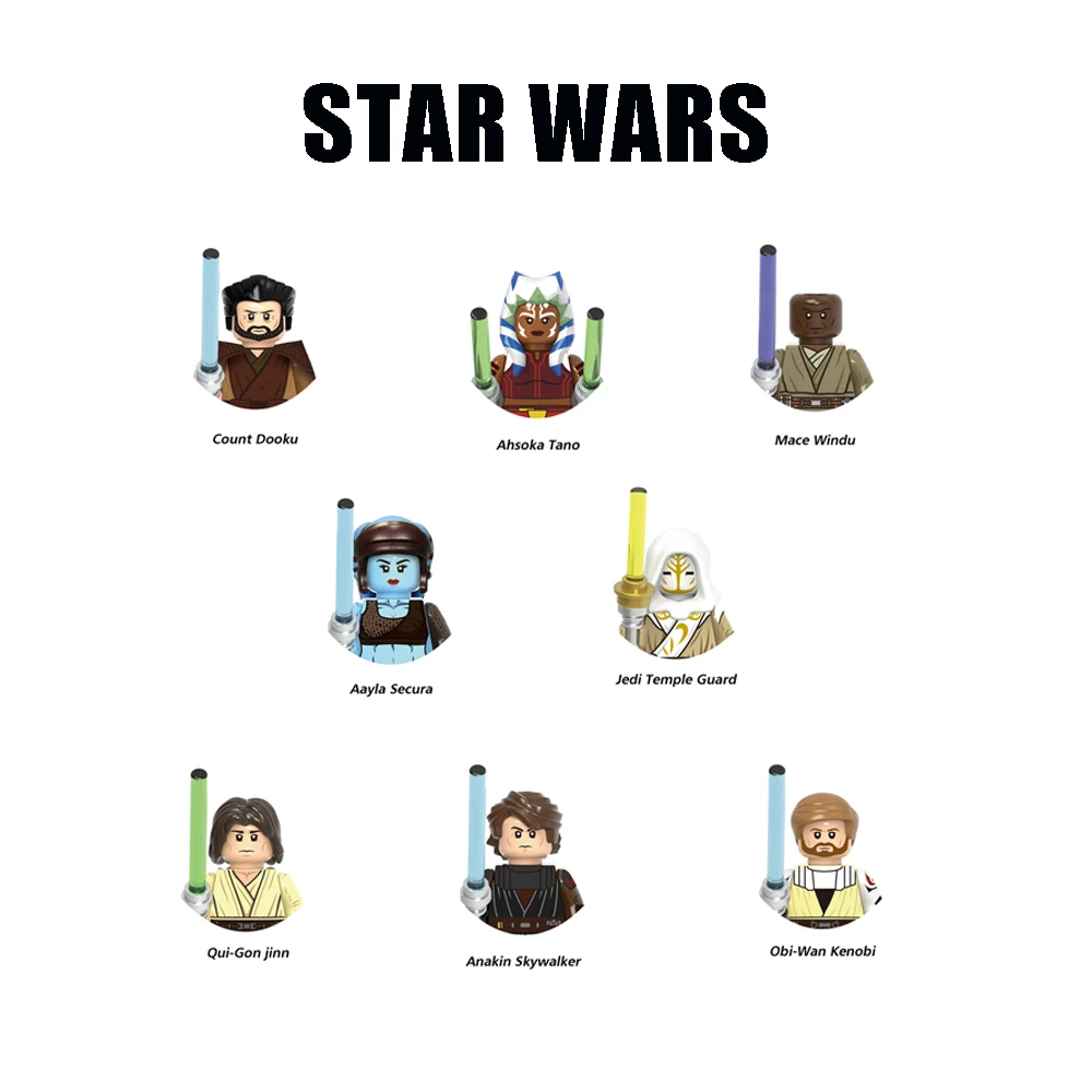 G0108 Ahsoka Tano Aayla Secura bloques de construcción Conde Dooku Mini estatuilla Jedi Temple Guard ladrillos Qui-Gon jinn figura juguetes para niños