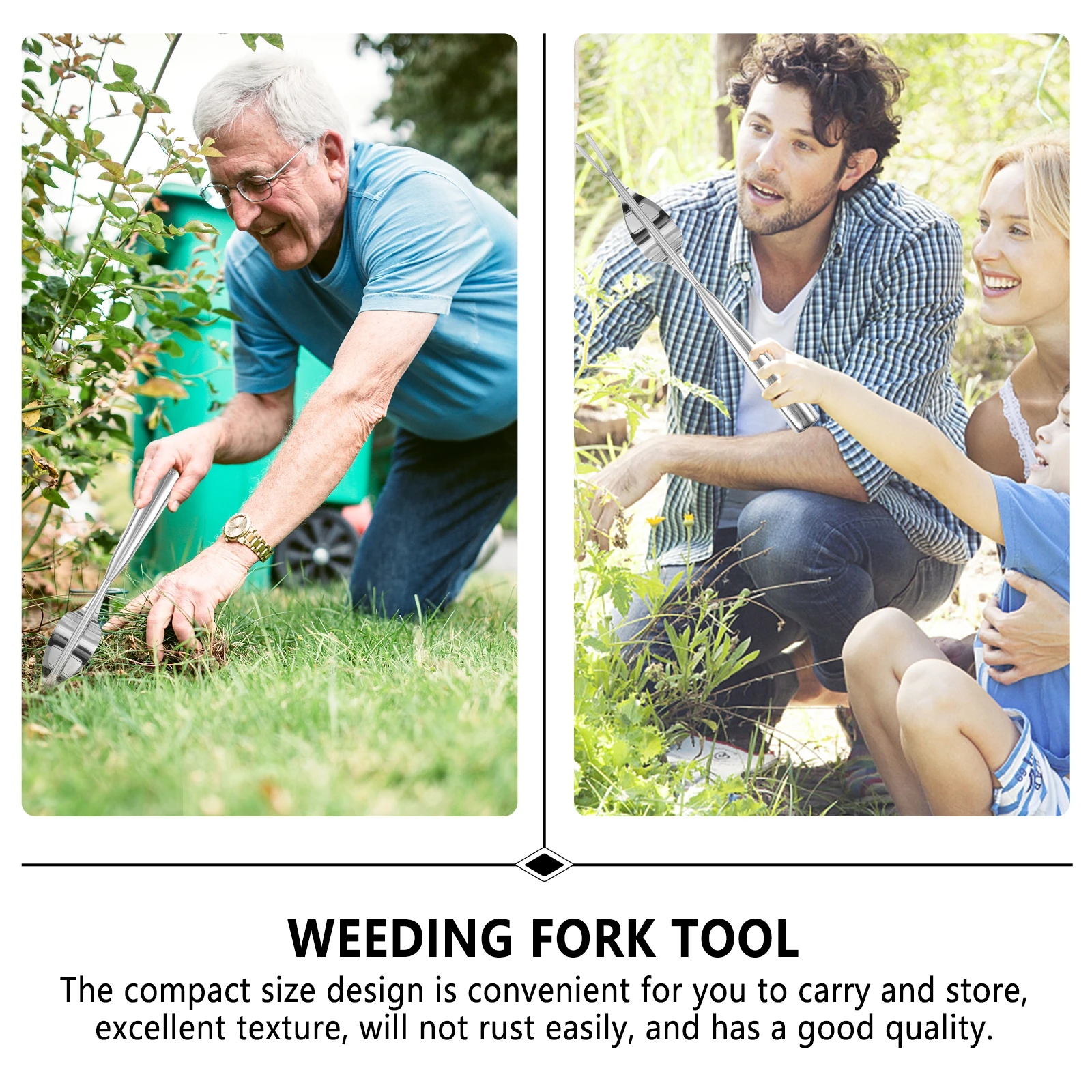 

Stainless Steel Weeder Garden Weed Removal Compact Size Strong Rustproof Easy Root Digging Weeding Fork