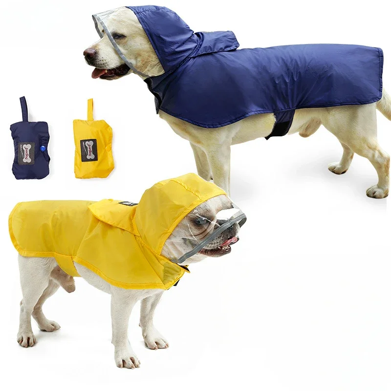 Large Dogs Raincoat for Puppy Golden Retriever Franch Bulldog Pug Poncho Reflective Dog Raincape Waterproof Pet Dog Clothes York