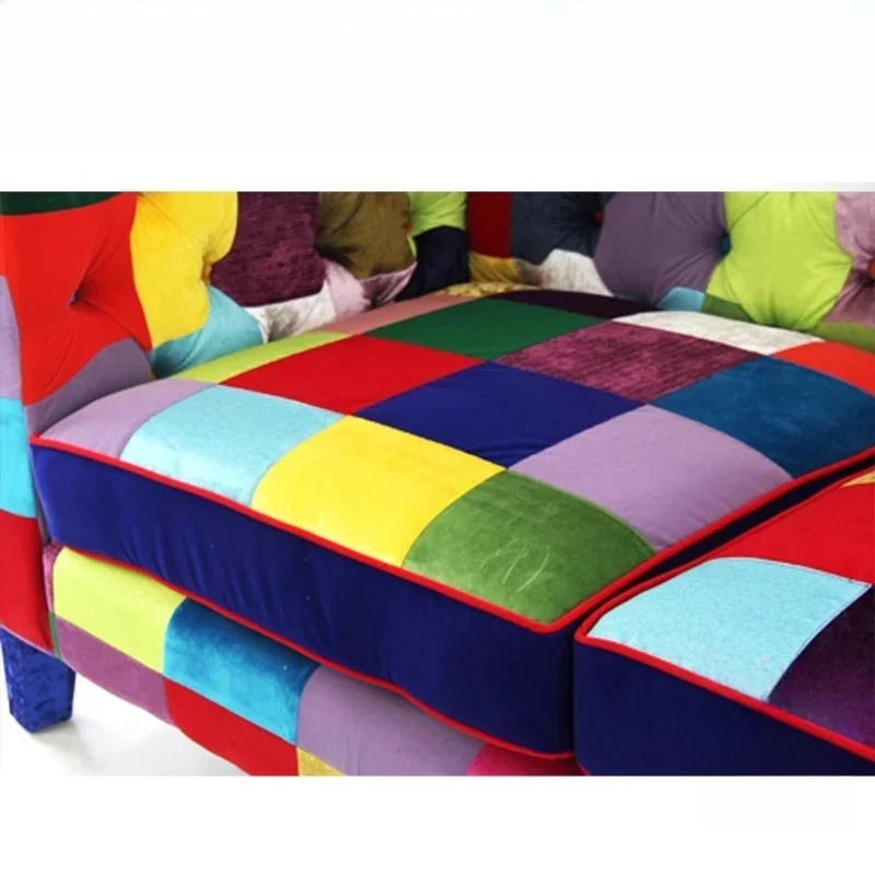 Modern Simple Color Splicing Double Sofa for Small Living Room Multi-Person Comfortable Seating Contrast Design Clothing
