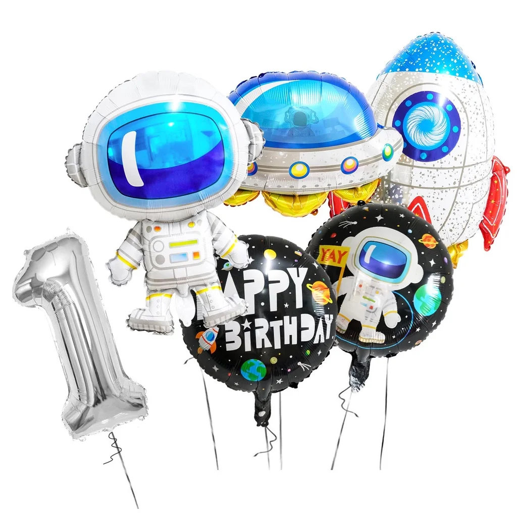 

6pcs/Set Astronaut Galaxy Outer Space Rocket Theme Birthday Party Balloon Decorations Digital Foil Balloons Baby Shower Toys