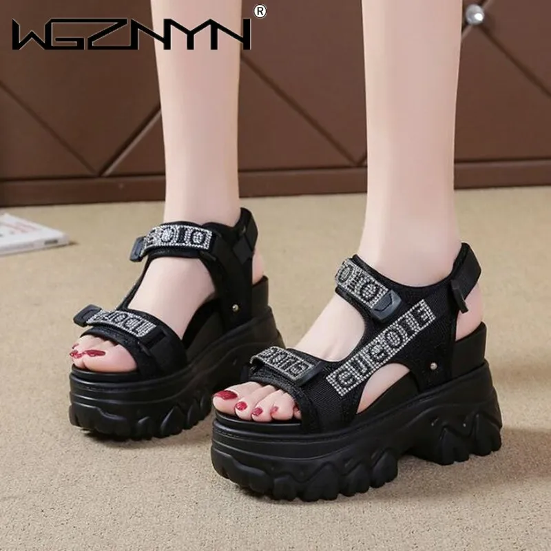 Elegant Female Shoes 2024 Summer Luxury Women Sandals Thick Sole Cake Shoes With Elevated Slope Heels Roman Shoes Woman Sneakers