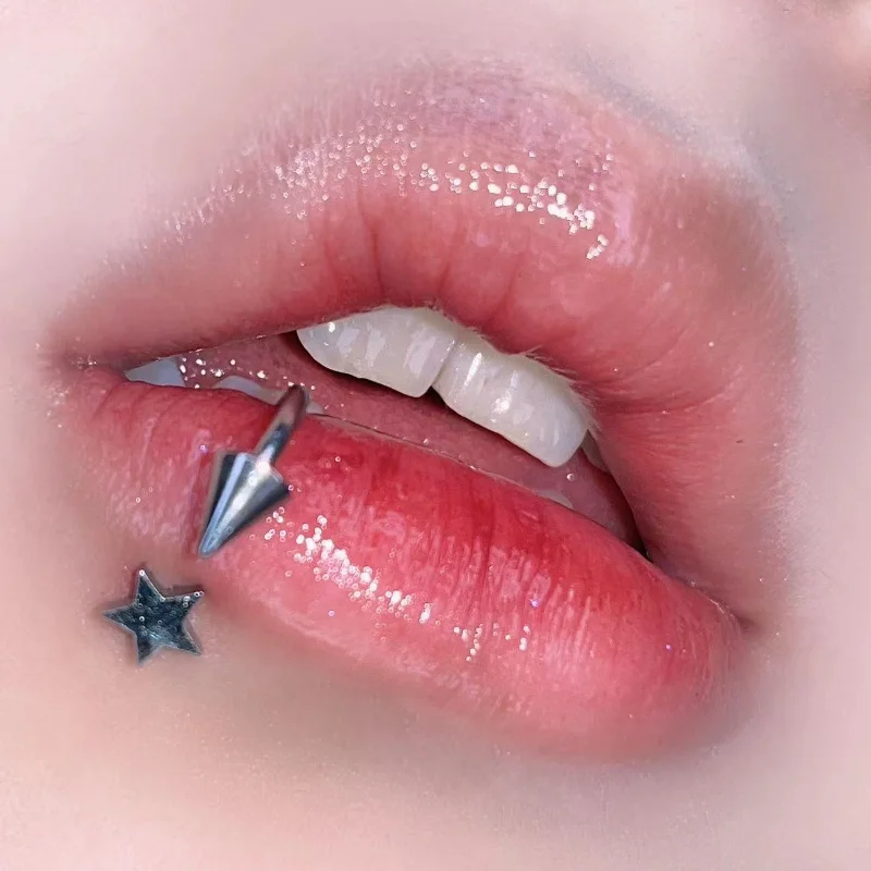 1PC Five-pointed Star Lip Piercing Cone Stainless Steel Lip Ring Horseshoe C Sharp Vertical Labret Snake Bites Body Piercing