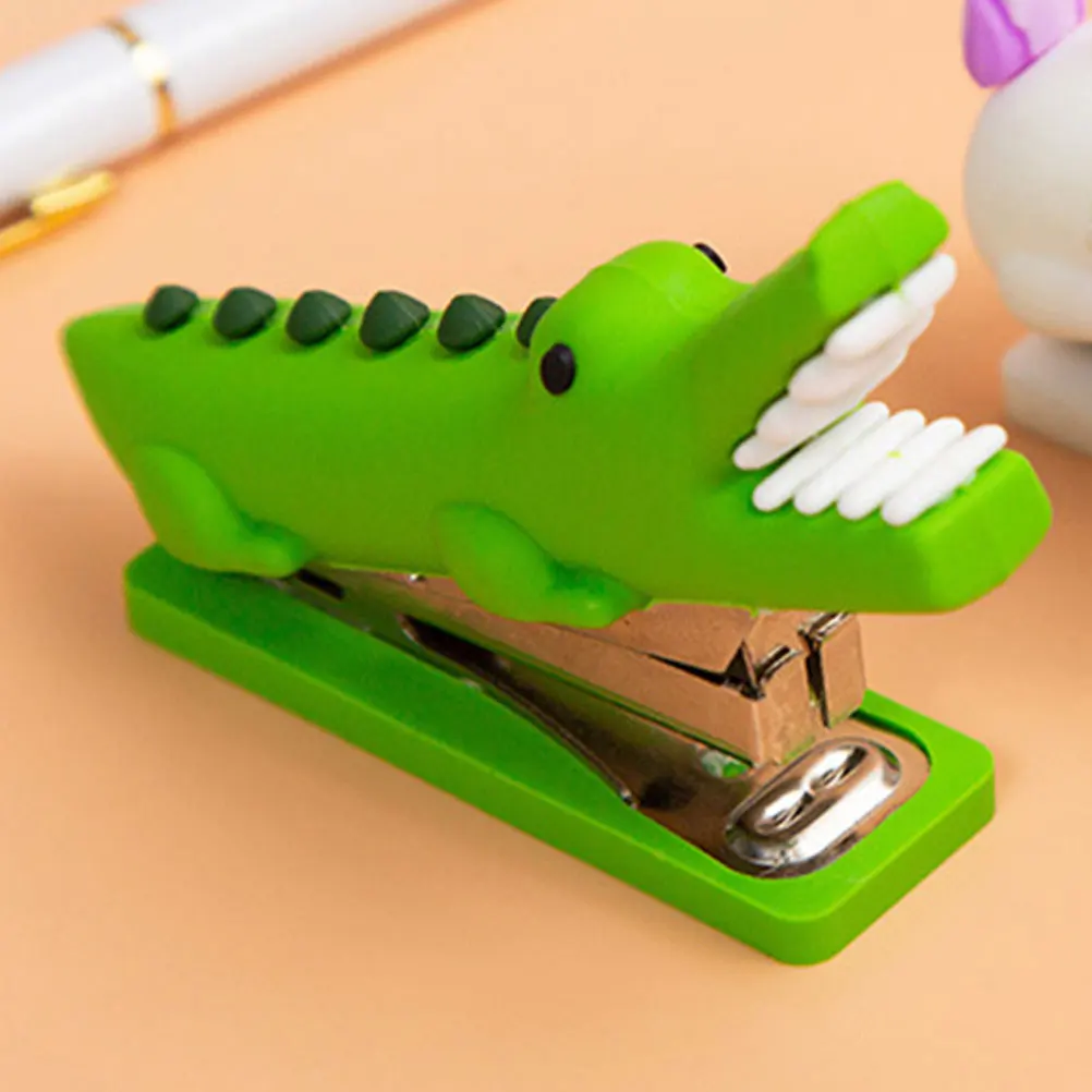 

2 Pcs Crocodile Silicone Stapler Stapler Cute Animal Decor Office Supplies Paper Tool Silicone Cartoon Desk Gift