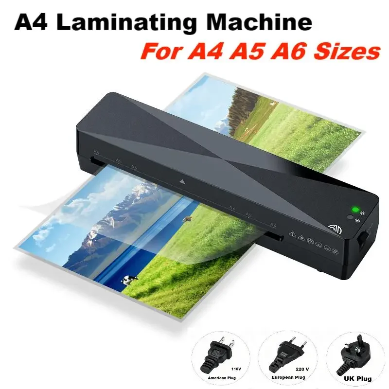 Home Office A4 Thermal Laminator Dual Hot Cold Laminating Device Portable Film Roll Laminator for Pics Documents Blister Pack