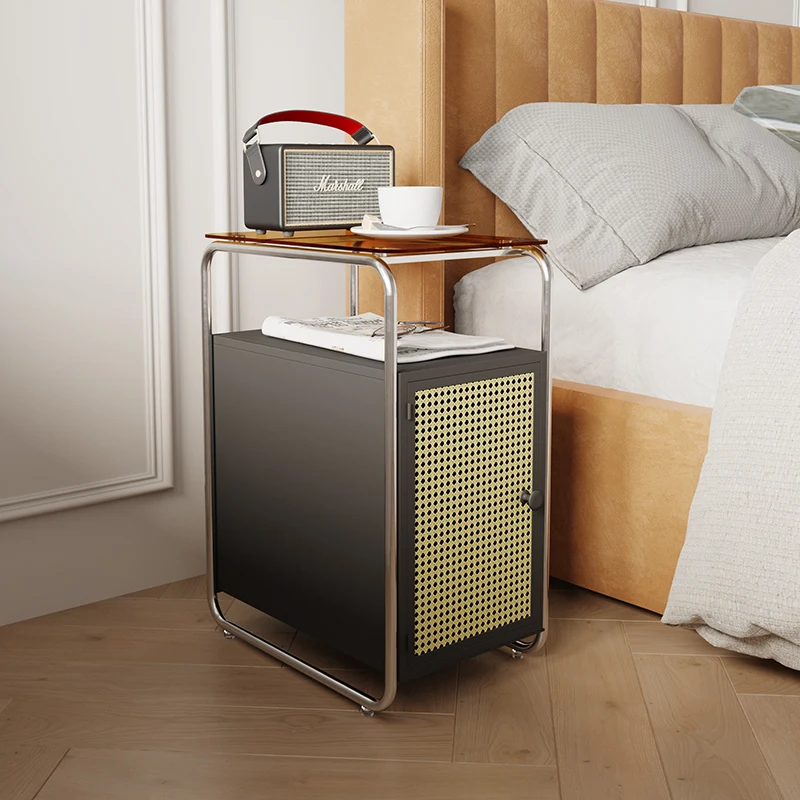 Nordic light luxury bedside table wrought iron multi-functional locker simple High Quality