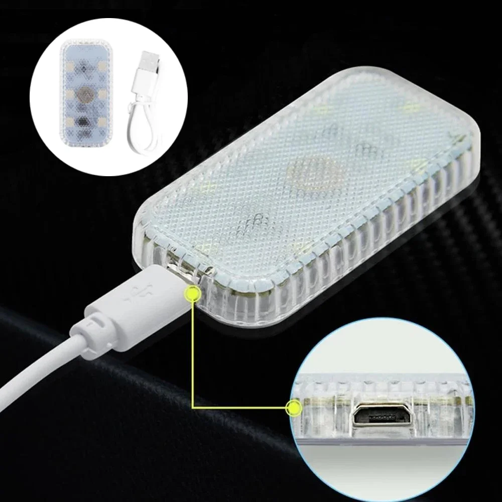Mini Car Interior Light Wireless Led Lights Ambient Lamp Chargeable Night Reading Roof Ceiling Light USB Charging 5V