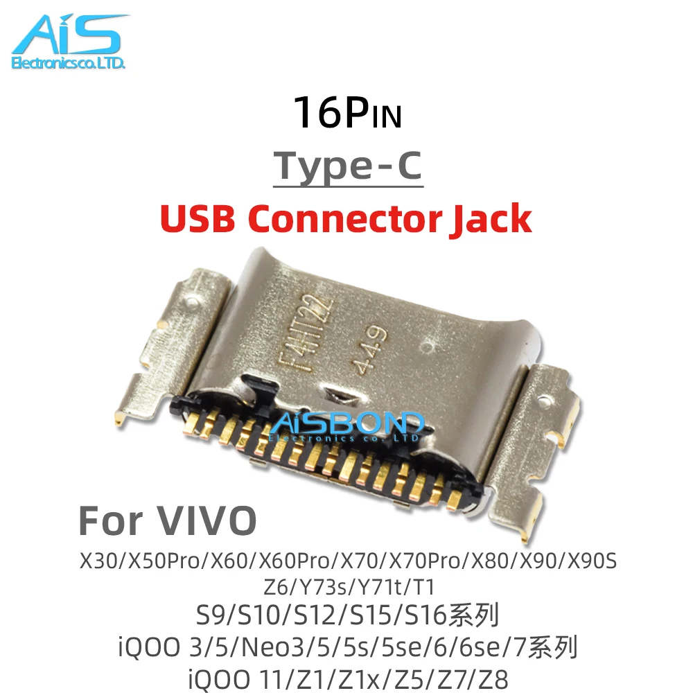 10Pcs/Lot Type-C USB Charging Port Jack socket charger Connector dock For iQOO 3 5 11 Z5 Z7 Z8 Neo6 Neo6se Neo7 Neo3 Neo5 Neo5s