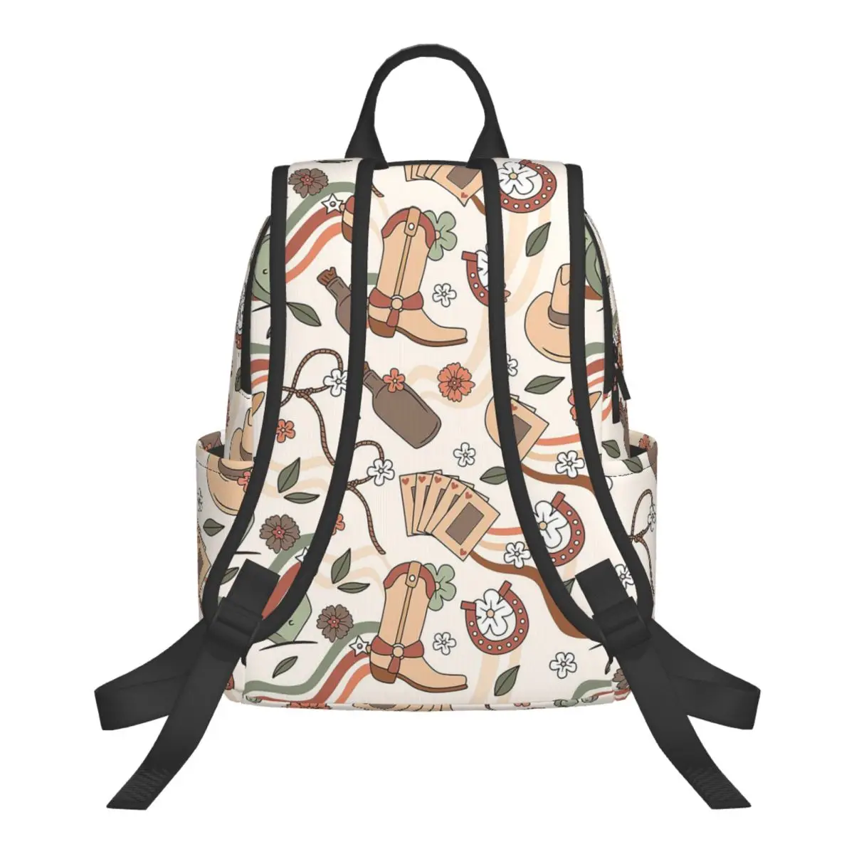 Adorable Western Cowboy Element Student Backpack School Bag Hiking Travel Daypack for Boys Girls Bookbag Shoulder Bags