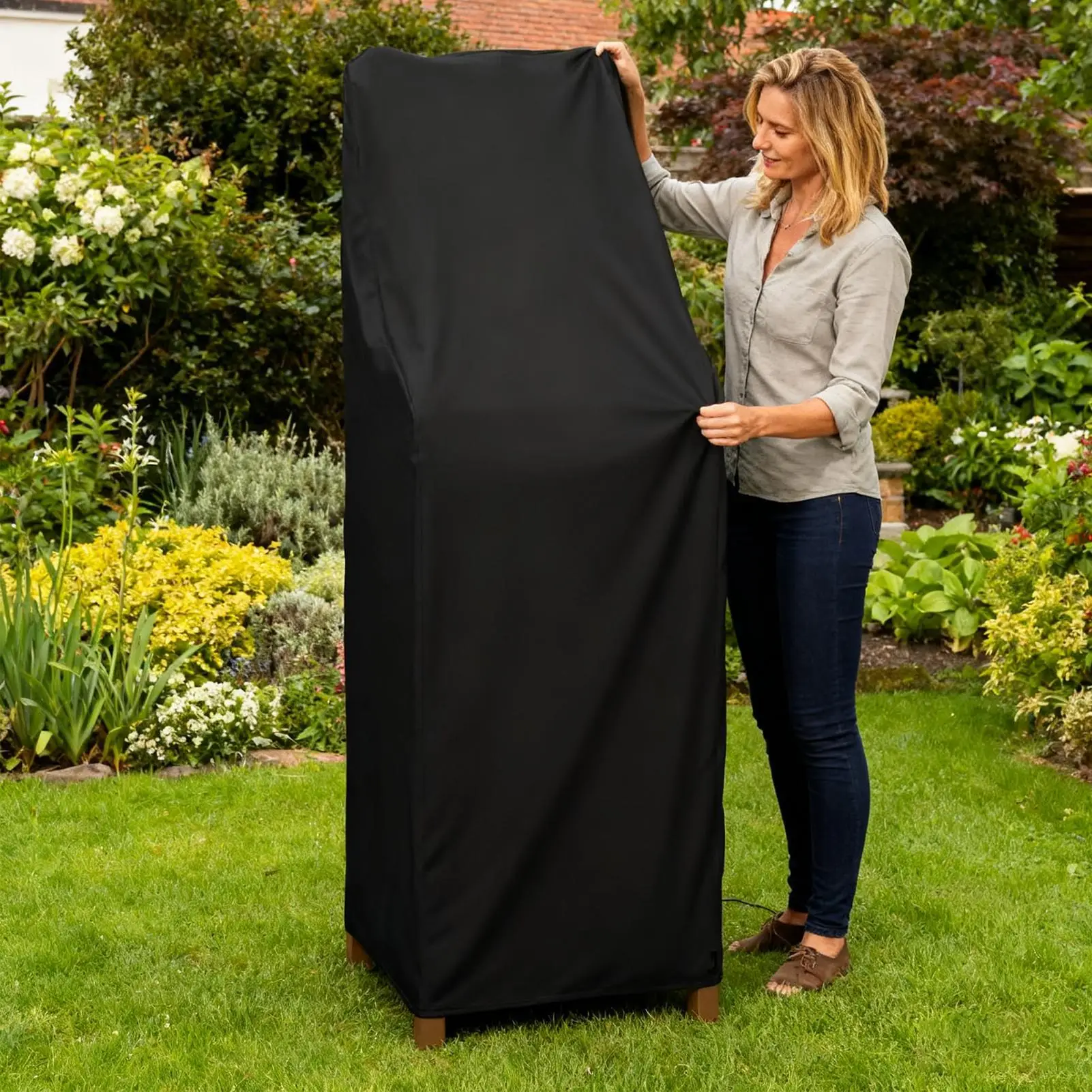 Lawn Chair Covers Heavy Duty Waterproof Adjustable Outside Furniture Protection Deck Porch Chair Cover For Balcony Lawn #4