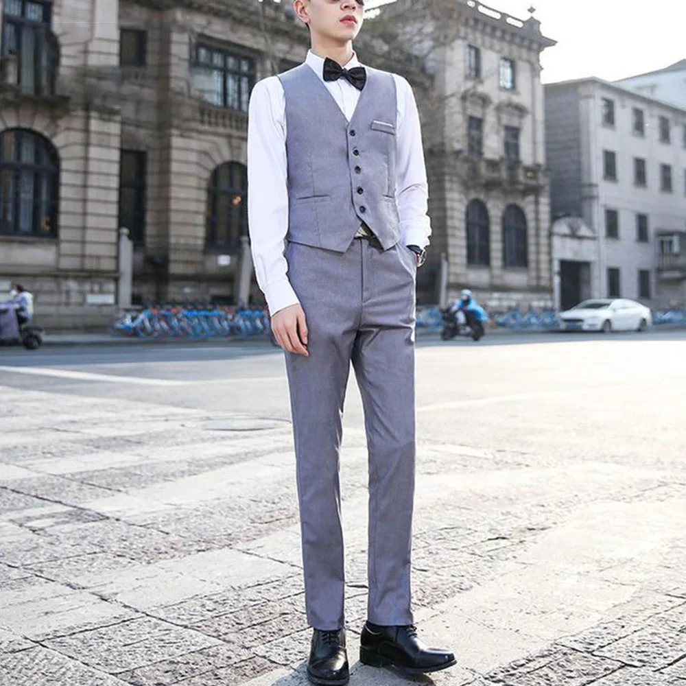 

Boutique (Vest + Trousers) Men's British Style Elegant Fashion High-end Simple Casual Gentleman Best Man Suit Two-piece Suit