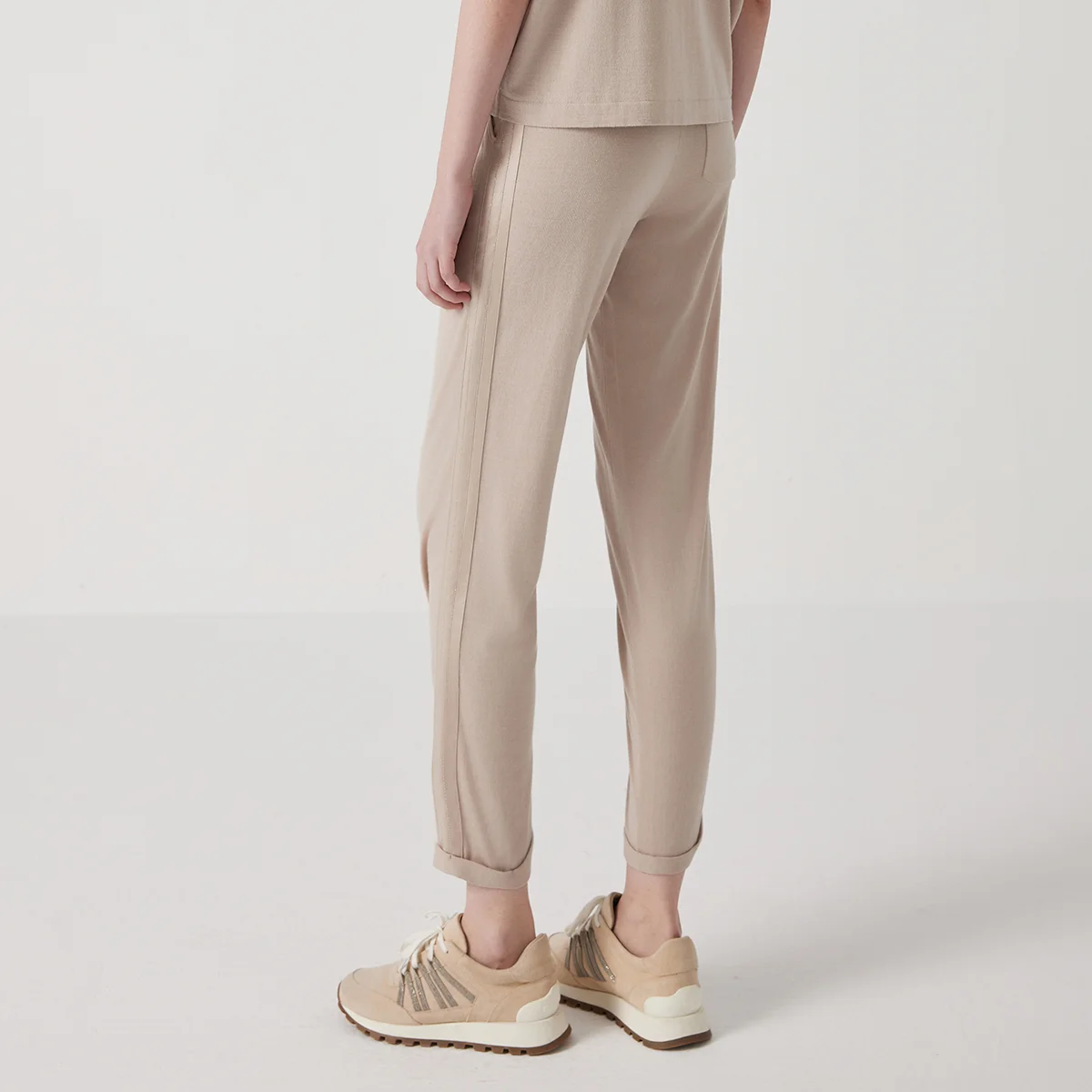 BC1101 Luxury Women's Silk Blend Merino Wool Pants High Quality Long Trousers 30% Silk 70% Wool Wear