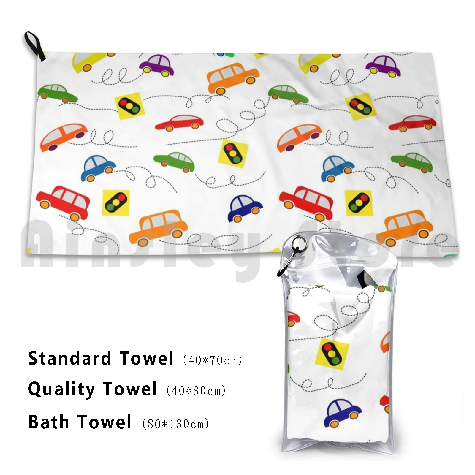 Cars And Traffic Lights. Kids Toys. Custom Towel Bath Towel Cars Childrens Toys Transport Multicolored For