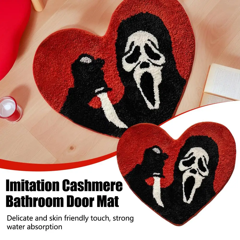 Halloween Devil Ghost Floor Mat Imitation Cashmere Bathroom Door Mat Anti-Slip And Dirt-Resistant Mat Home Decoration