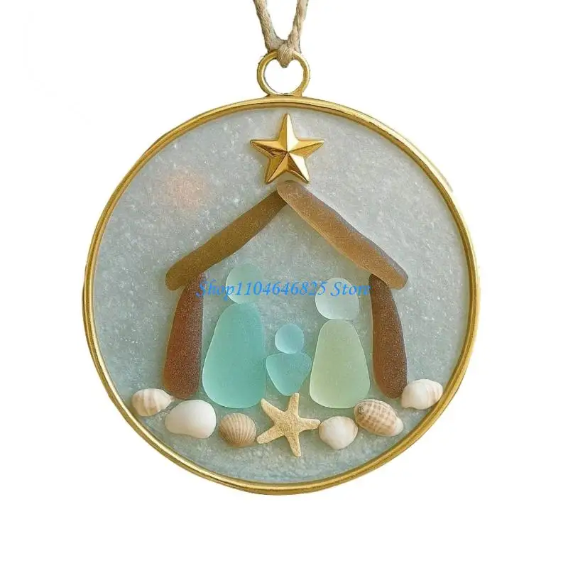 

Coastal Holiday Accent Christmas Tree Ornament Sea Glass Hanging Pendant Gift for Christians and Families