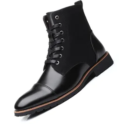 New Men's Ankle Boots High Quality Work Cowboy Boots Outdoor Motorcycle Boots Men Fashion Western Boots Plus Size 38-48