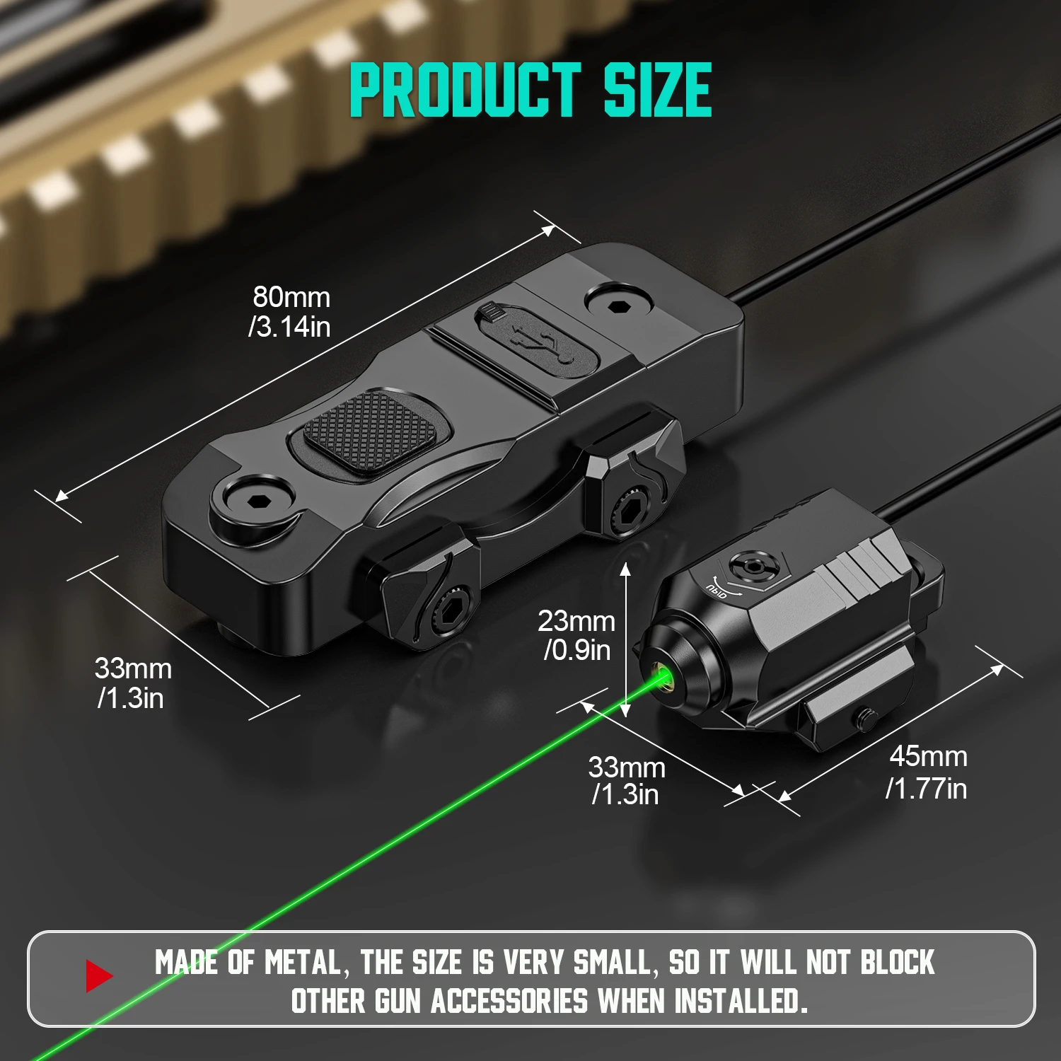 Modo de batería 7004, equipado con mira láser verde con función de asistencia de puntería de cola de ratón