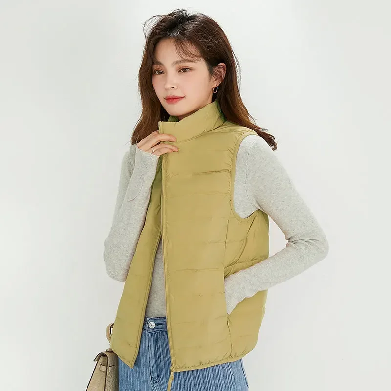 Leggero ripiegabile 90% piumino d'anatra bianco da donna giacca senza maniche imbottita 2025 nuova donna primaverile leggera ultra