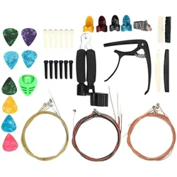 Guitar Accessories Kit 36 Pieces Guitar Tool with Guitar Picks, Capo, Guitar Strings, String Winder, Bridge Pins, Pin Puller, Sa